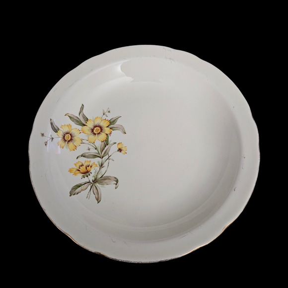 Set of 2 Vintage Eastern China 8.5" Bowls Yellow Floral 22K Gold USA - Picture 1 of 3